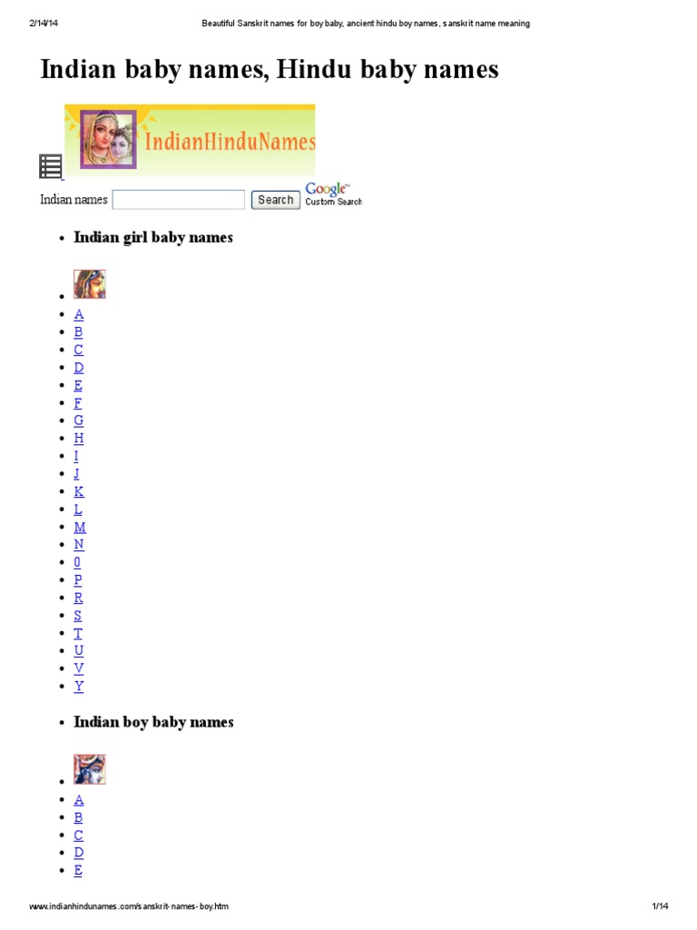 Beautiful Sanskrit Names for Boy Baby, Ancient Hindu Boy Names