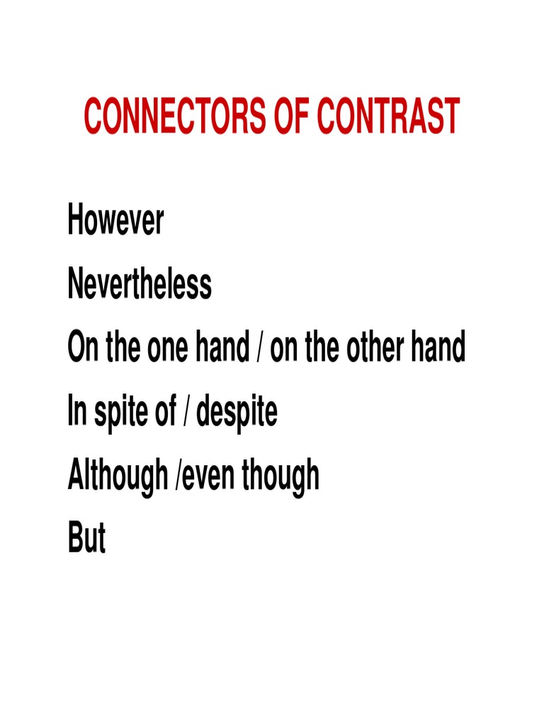 Connectors of Contrast PDF