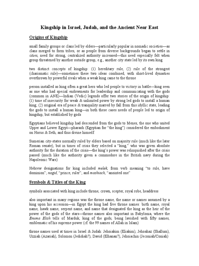 The Divine Origins and Sacred Responsibilities of Kingship in the