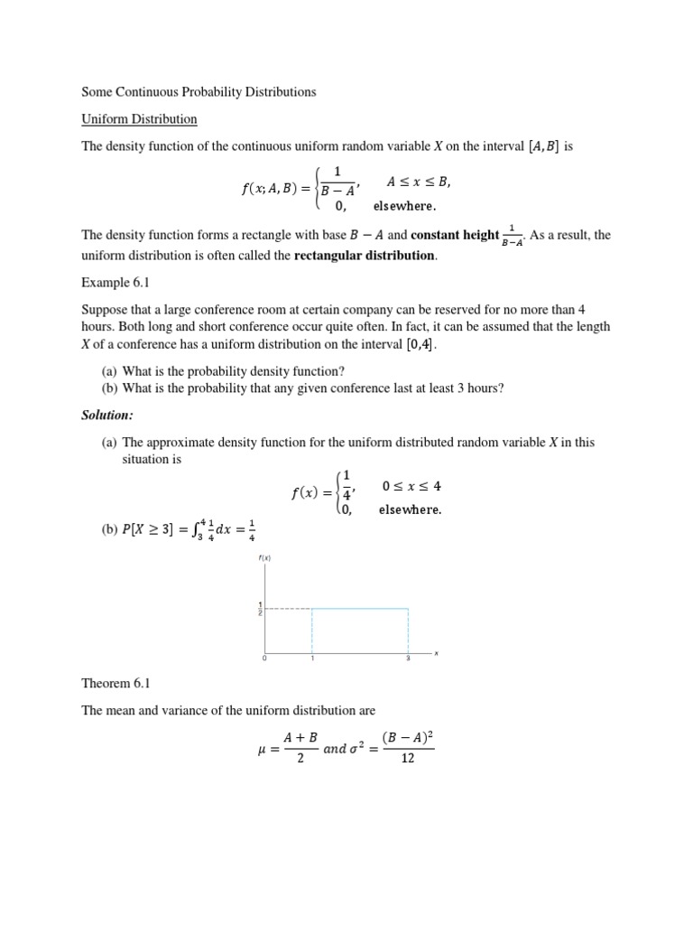 Mean and Variance of Uniform Distribution | PDF