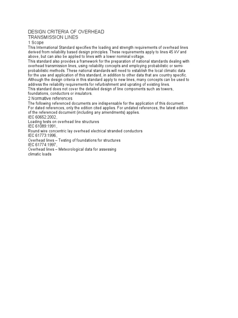 IEC 60826 Overhead Line Design Criteria | PDF
