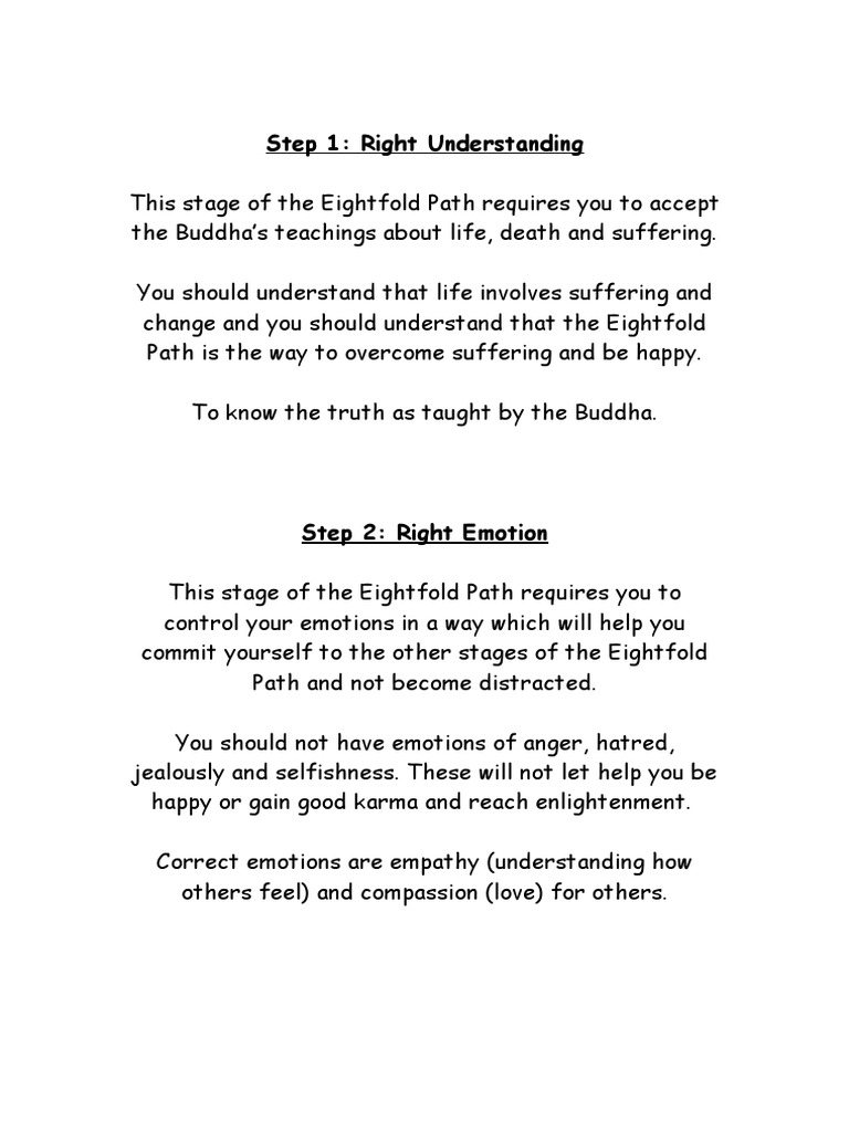 Eightfold Path Steps Explained | PDF | Noble Eightfold Path | Meditation