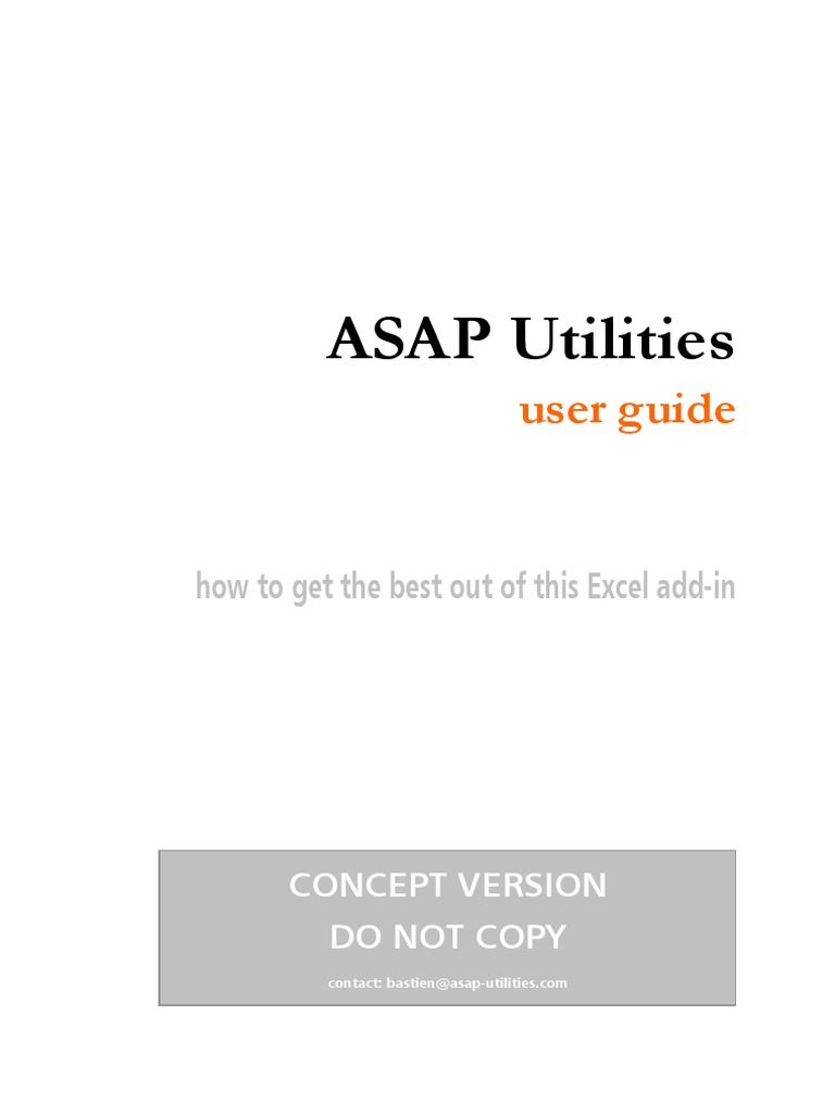 ASAP Utilities User Guide | PDF | Microsoft Excel | Microsoft Office