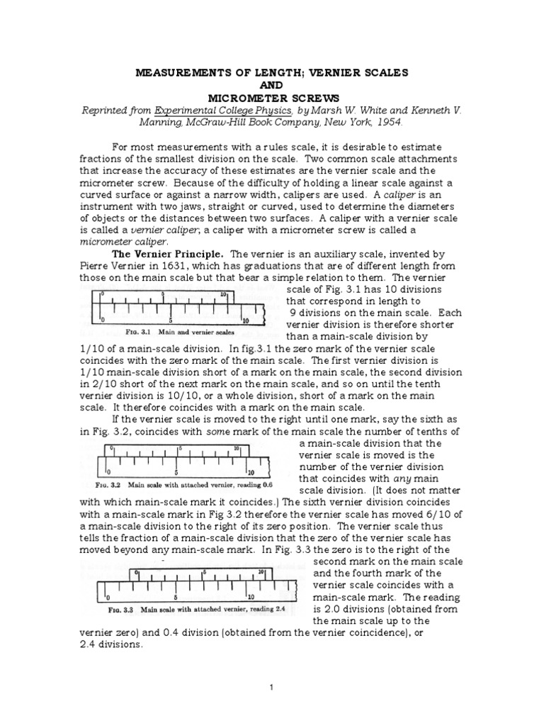 Vernier and Micrometer Measurement Guide | PDF