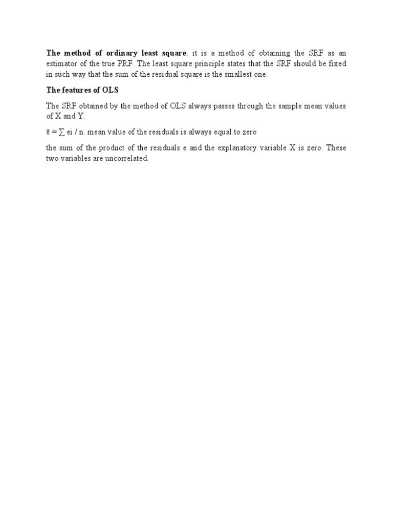 Intro to Ordinary Least Squares | PDF