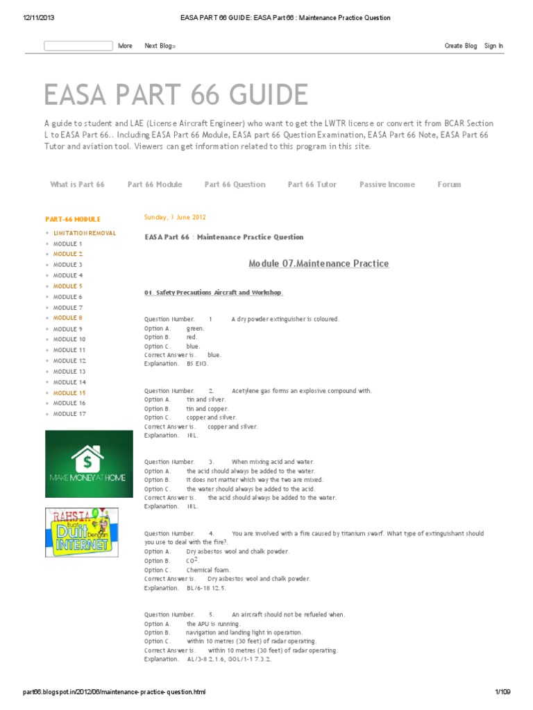 EASA PART 66 GUIDE_ EASA Part 66 _ Maintenance Practice Question
