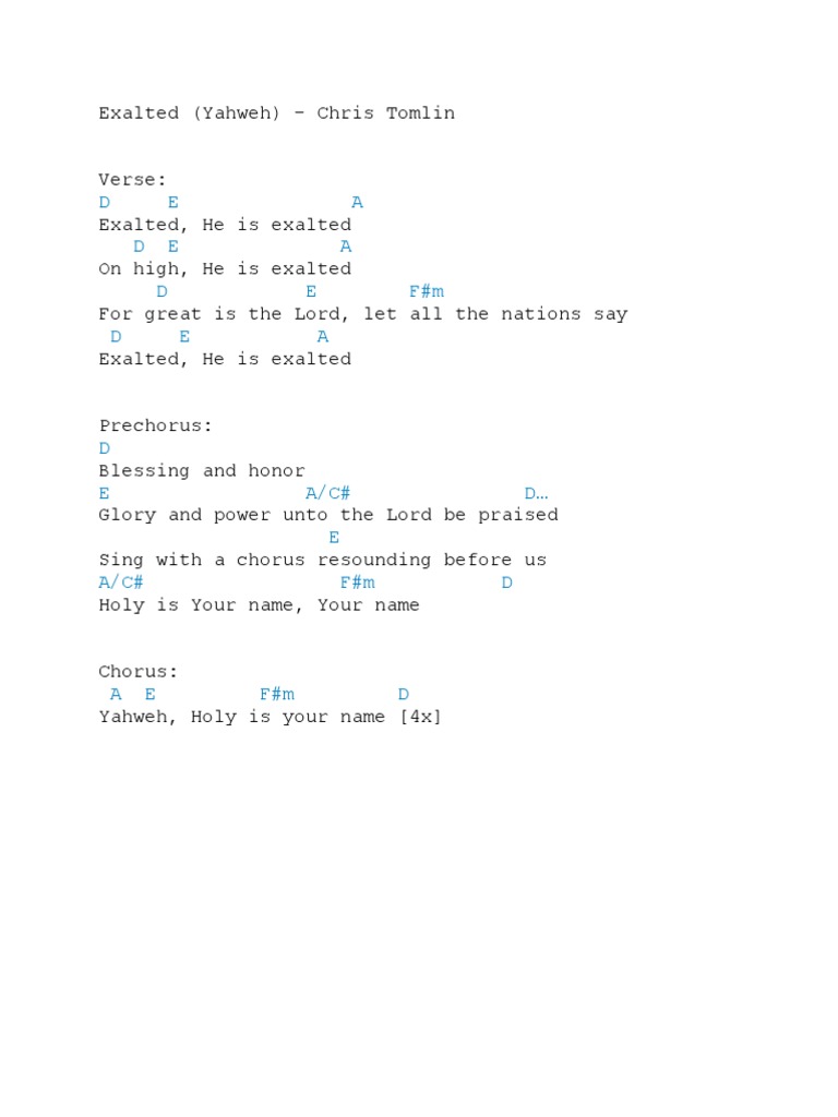 Yahweh Guitar Chords