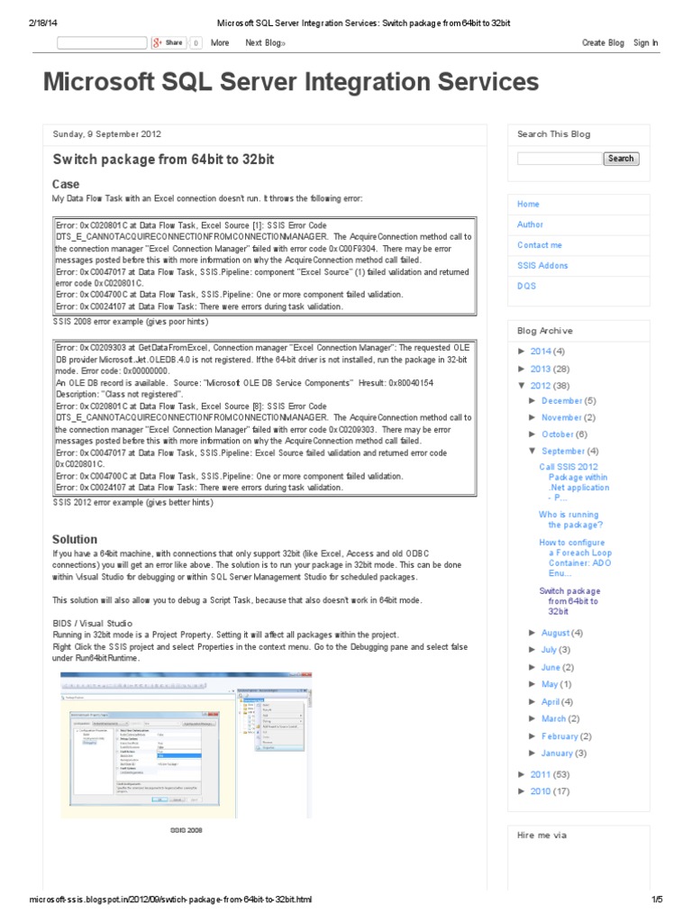 Microsoft SQL Server Integration Services_ Switch Package From 64bit to ...