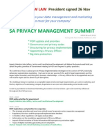 Program - SA Privacy Management Summit - 4 March 2014 JHB