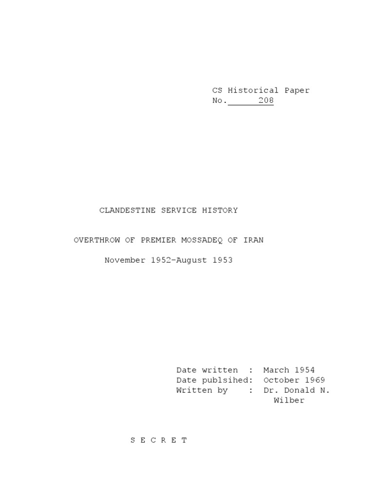 TPAJAX: Overthrow of Mossadeq in Iran | PDF | Mohammad Reza Pahlavi ...
