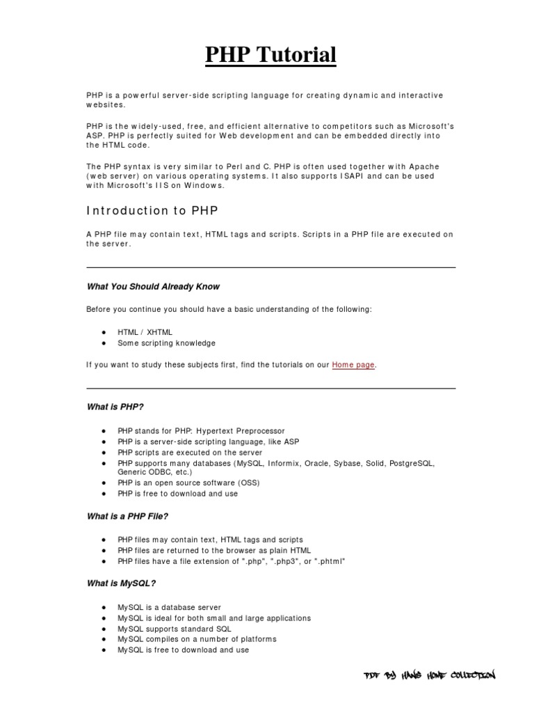 PHP Tutorial | PDF | Php | Web Server