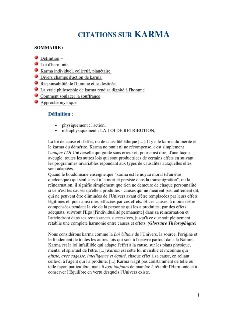 Citation Sur Karma Pdf Karma Reincarnation