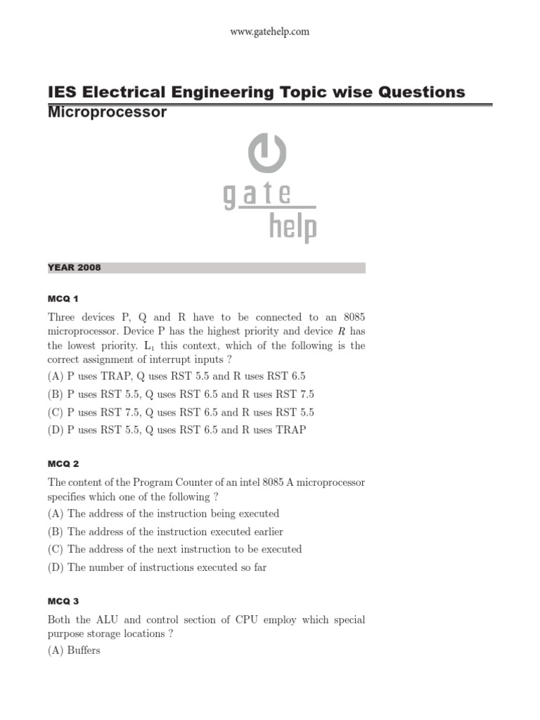 IES Electrical Engineering Microprocessor MCQs | PDF | Computers