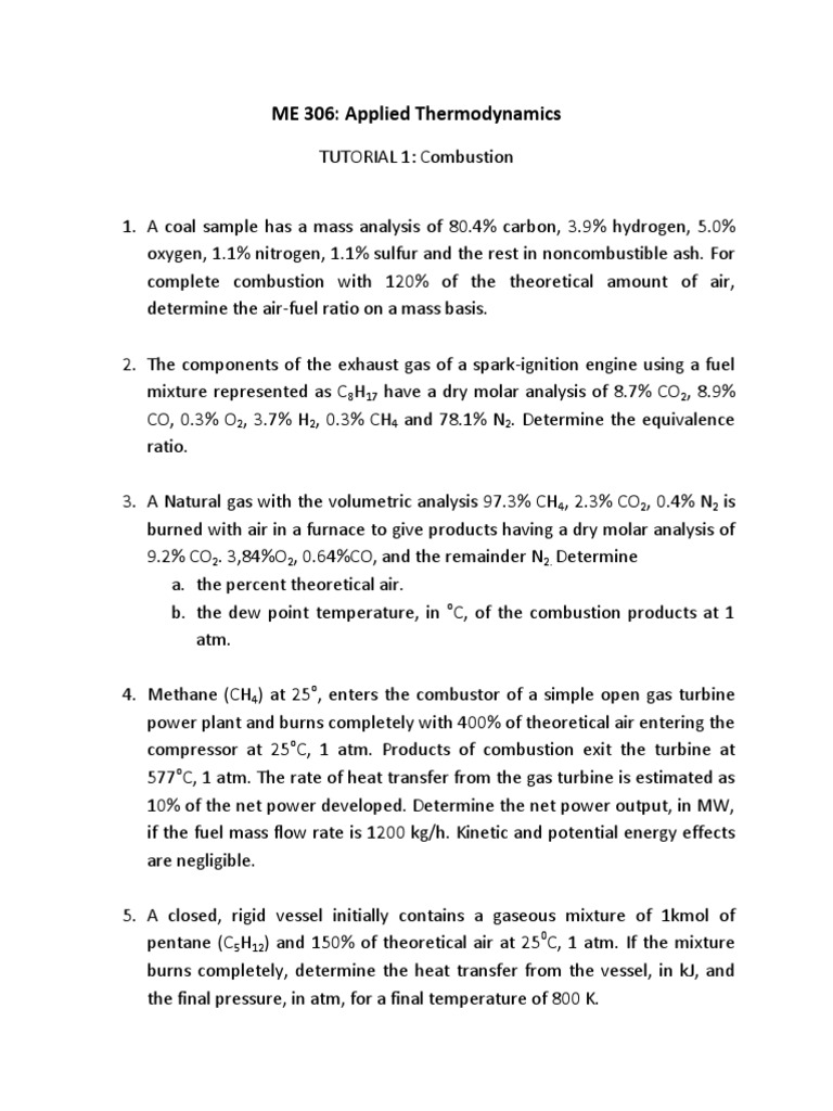 Combustion Analysis and Calculations | PDF | Science & Mathematics