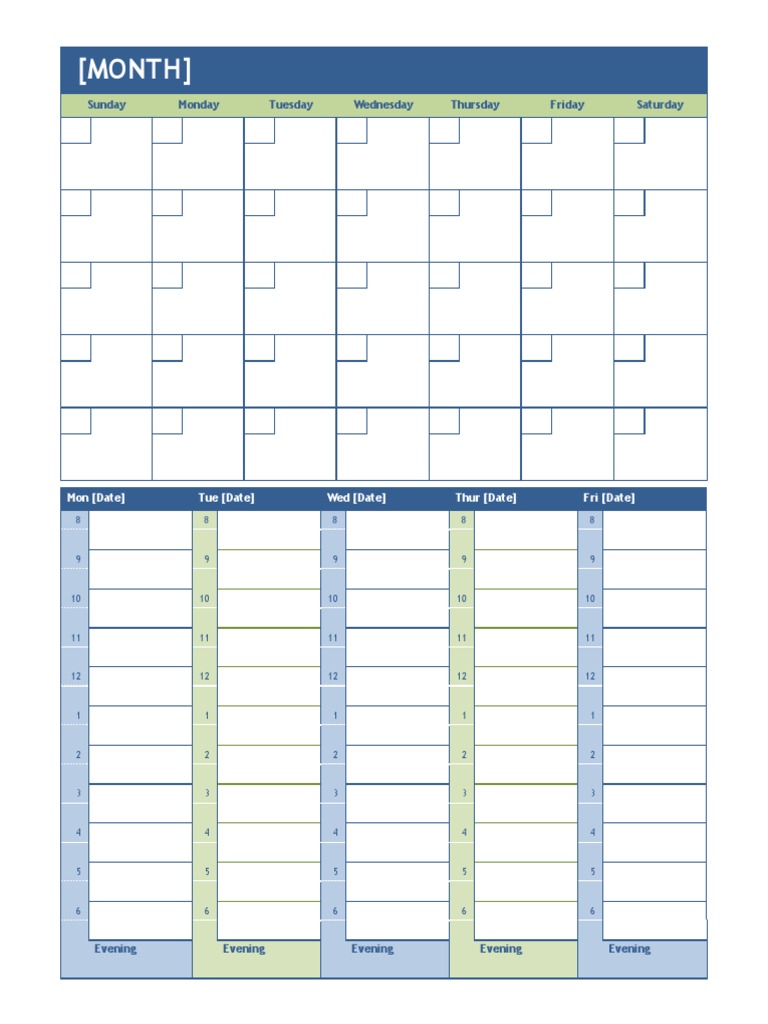 Monthly and Weekly Planning Calendar PDF