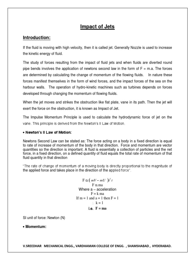 Impact of Jets on Moving Vanes | PDF | Momentum | Force