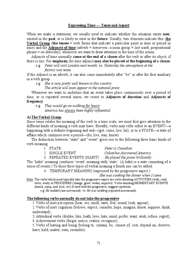 Expressing Time and Aspect | PDF | Grammatical Tense | Perfect (Grammar)