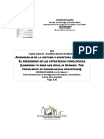 Aprendizaje de La Lectura y Escritura en Español. El Predominio de Las Estrategias Fonológicas