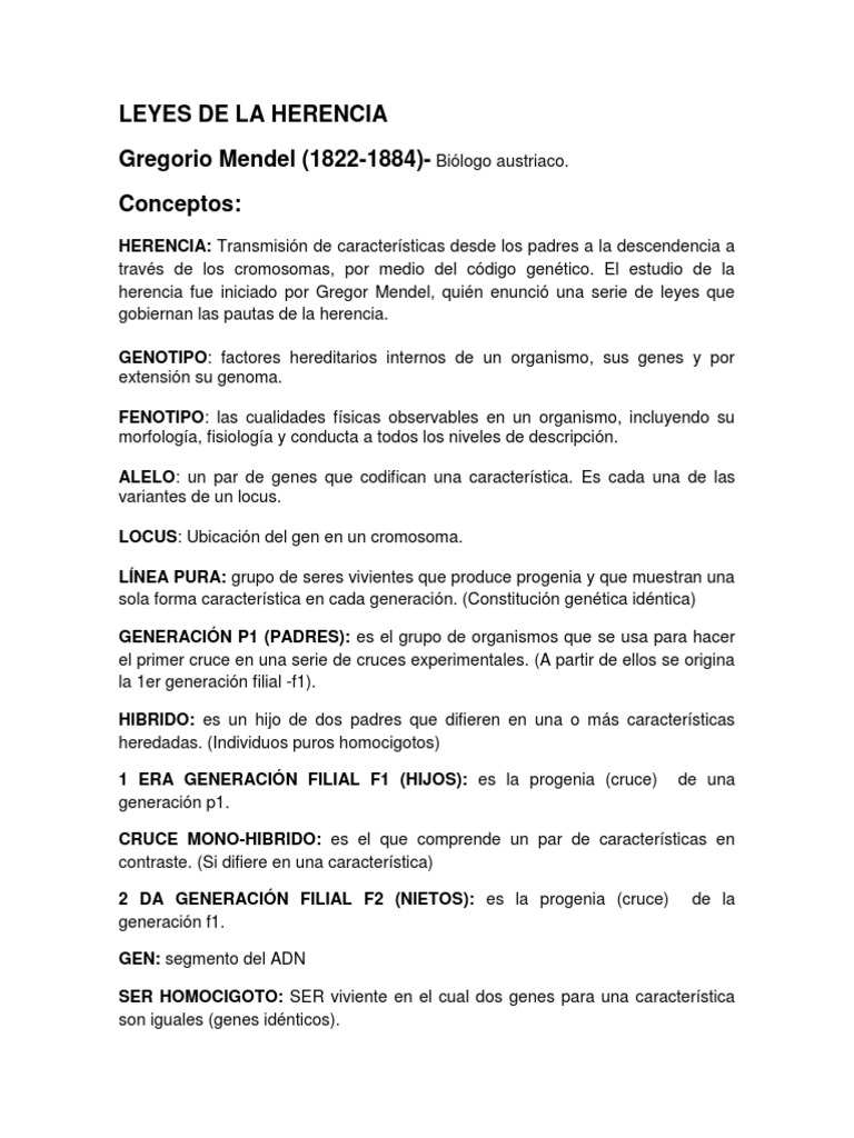 Leyes de La Herencia PDF Dominancia (Genética) Herencia