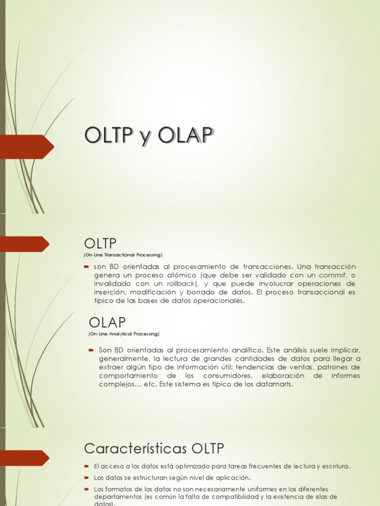 OLTP y OLAP | PDF | Bases de datos | Datos de computadora