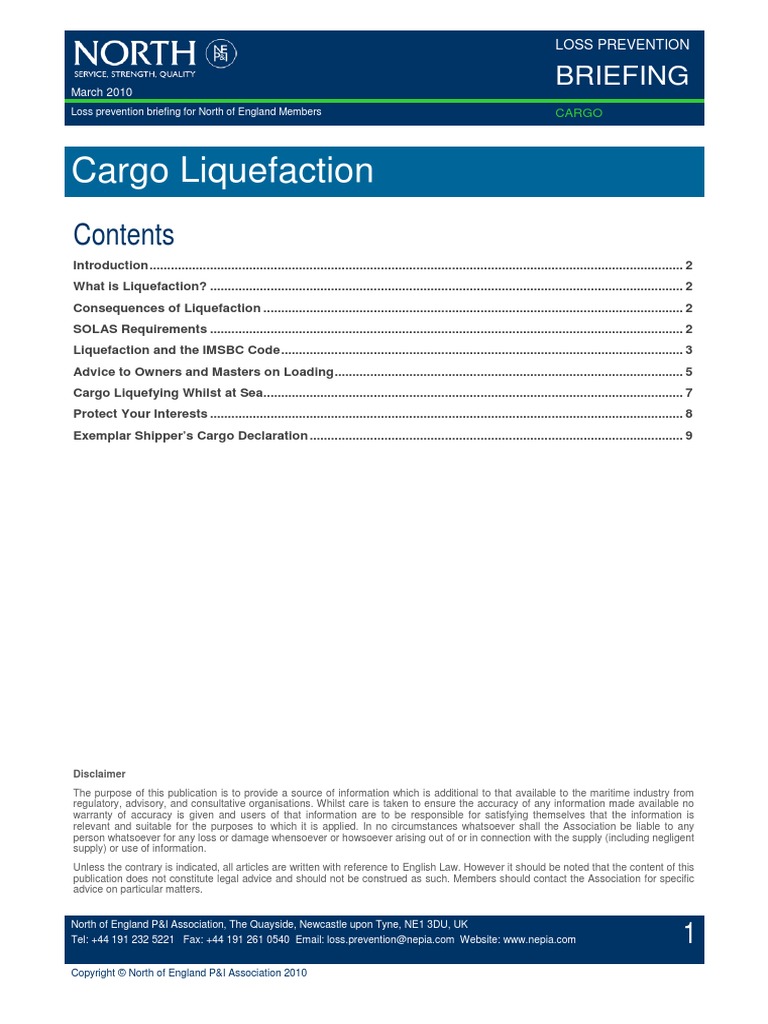 Cargo Liquefaction Cargo Ships