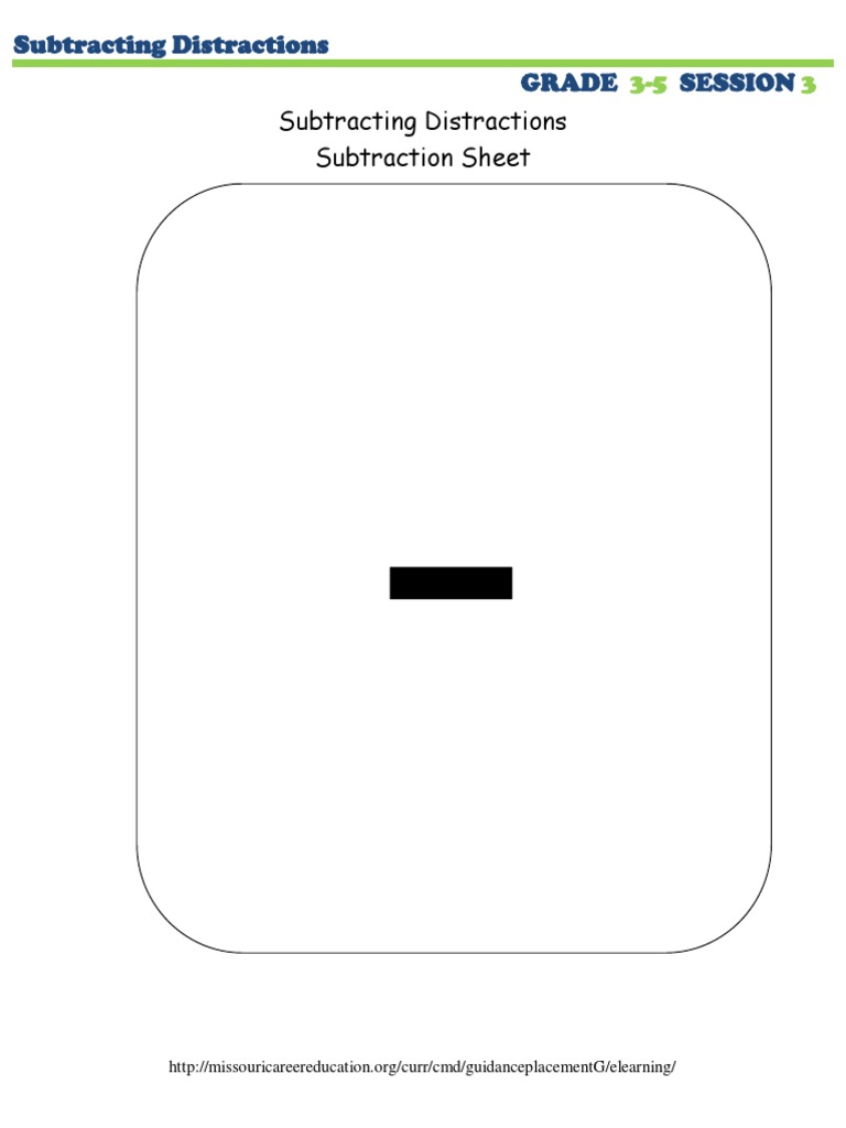 Subtracting Distractions Subtraction Sheet | PDF