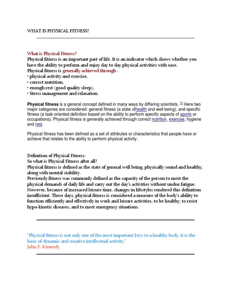 Understanding Physical Fitness Defined | PDF | Physical Fitness ...