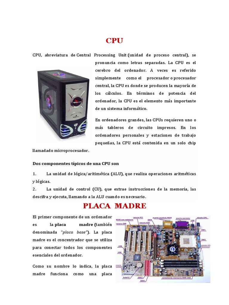 Componentes Esenciales de la CPU | PDF | Unidad Central de ...
