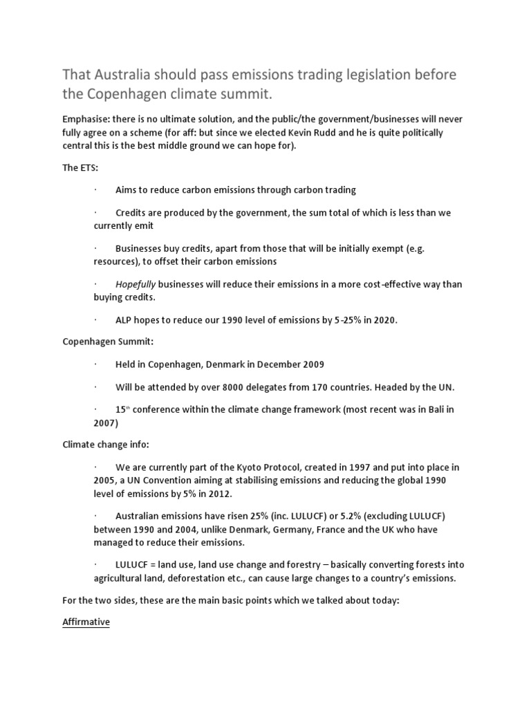 Australia's Emissions Trading Debate | PDF | 2009 United Nations ...