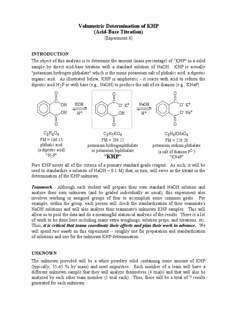 6 KHP AcidBase PDF Titration Chemistry