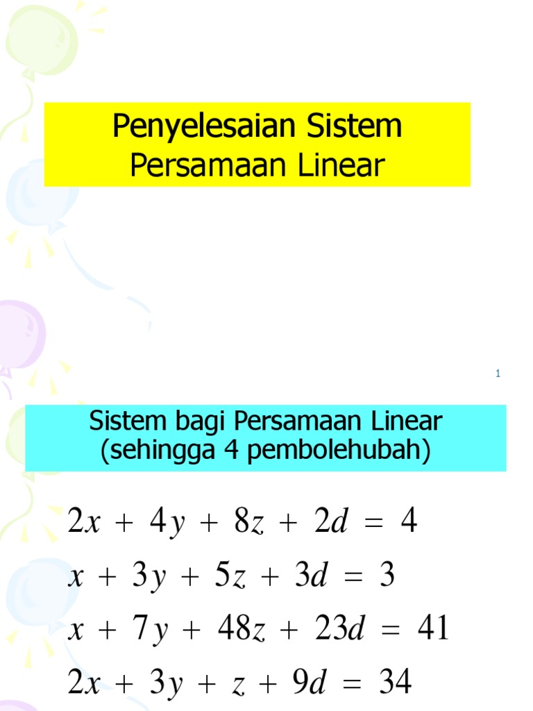 Kaedah Penyelesaian Sistem Linear Pdf