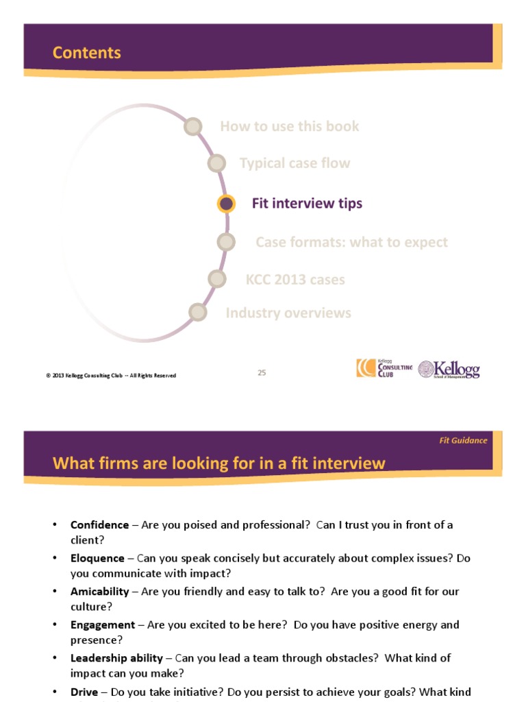 Fit Interview Questions From Kellogg 2013 Casebook | PDF ...