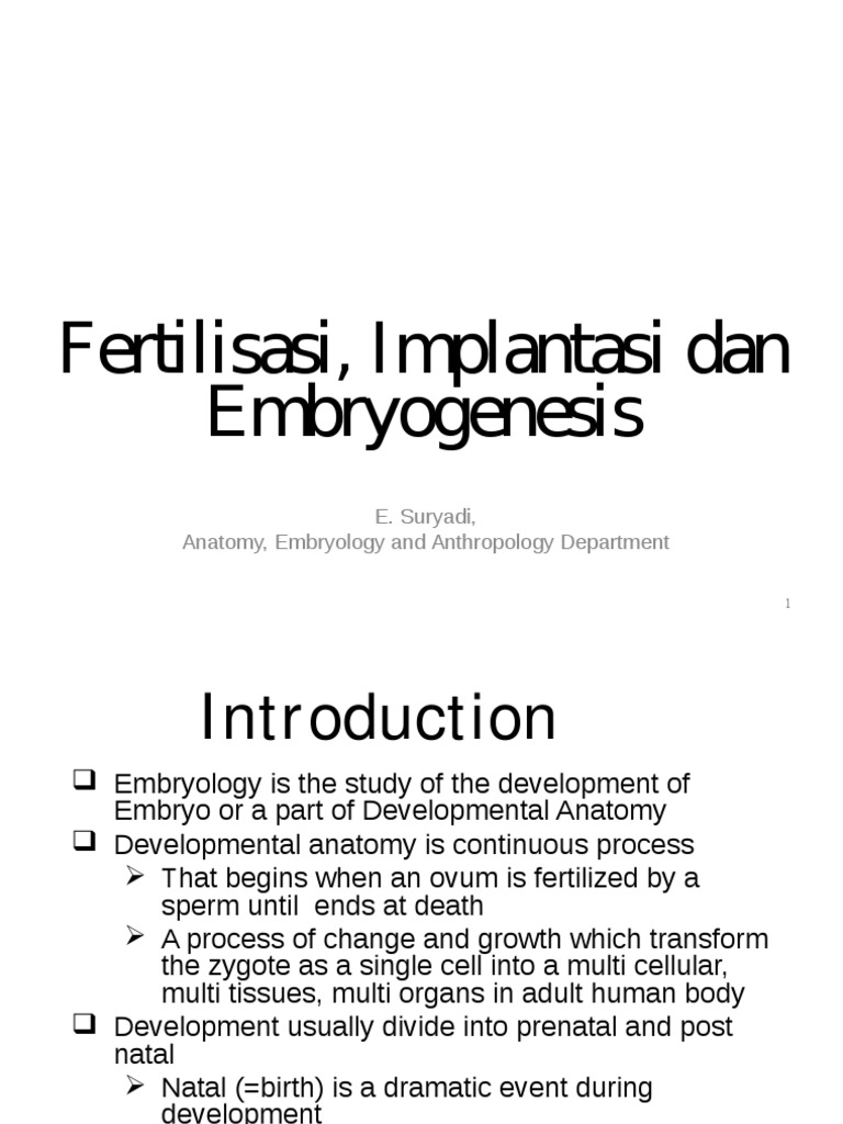 Fertilization and Embryogenesis Overview | PDF | Implantation (Human ...
