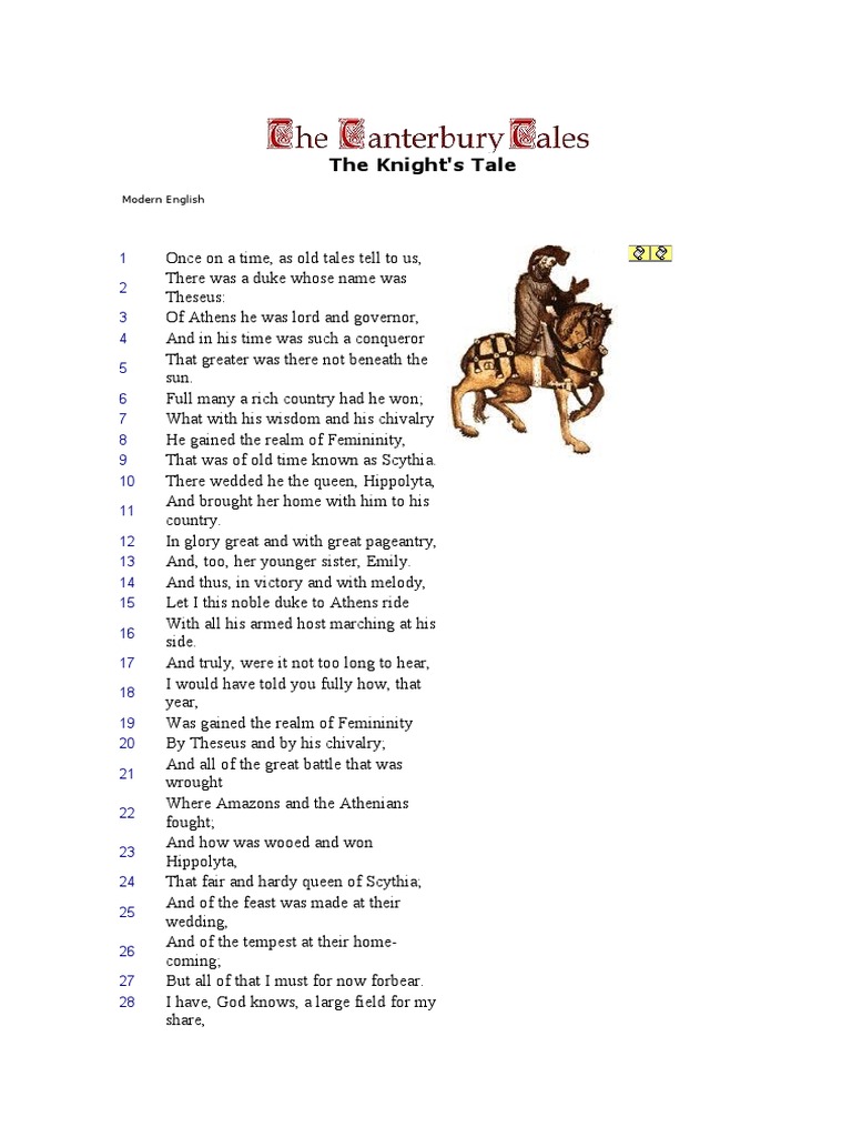 The Knight Tale | PDF | Theseus