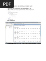 Comparator Using ANN in NNtool