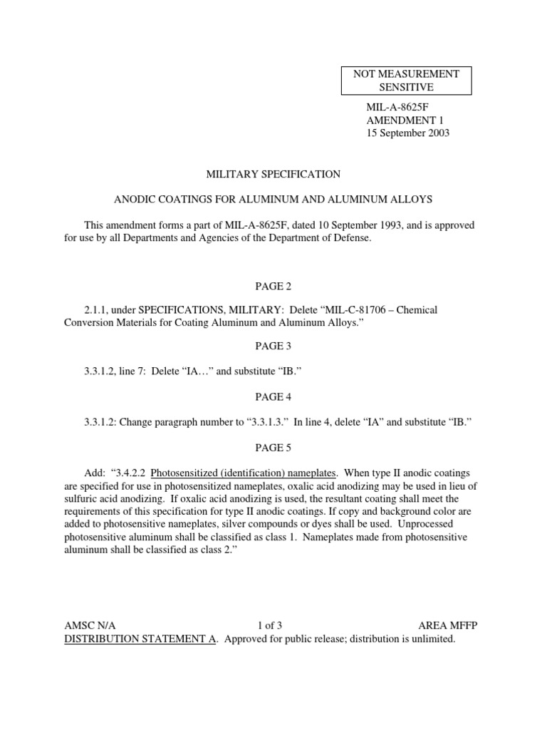 MIL-A-8625F Anodizing Specification Update | PDF | Computers ...