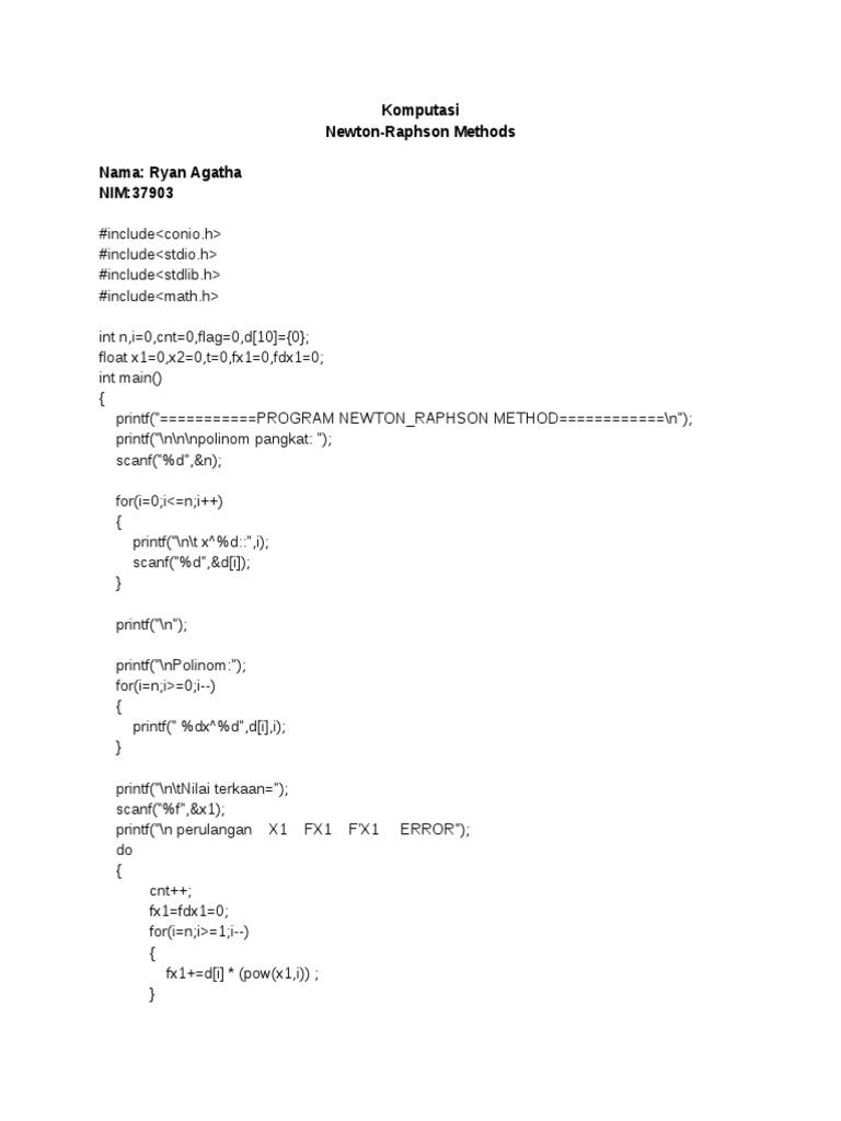 Newton-Raphson Method Program in C | PDF