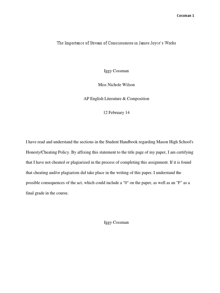 The Importance of Stream of Consciousness in James Joyce | PDF | James ...