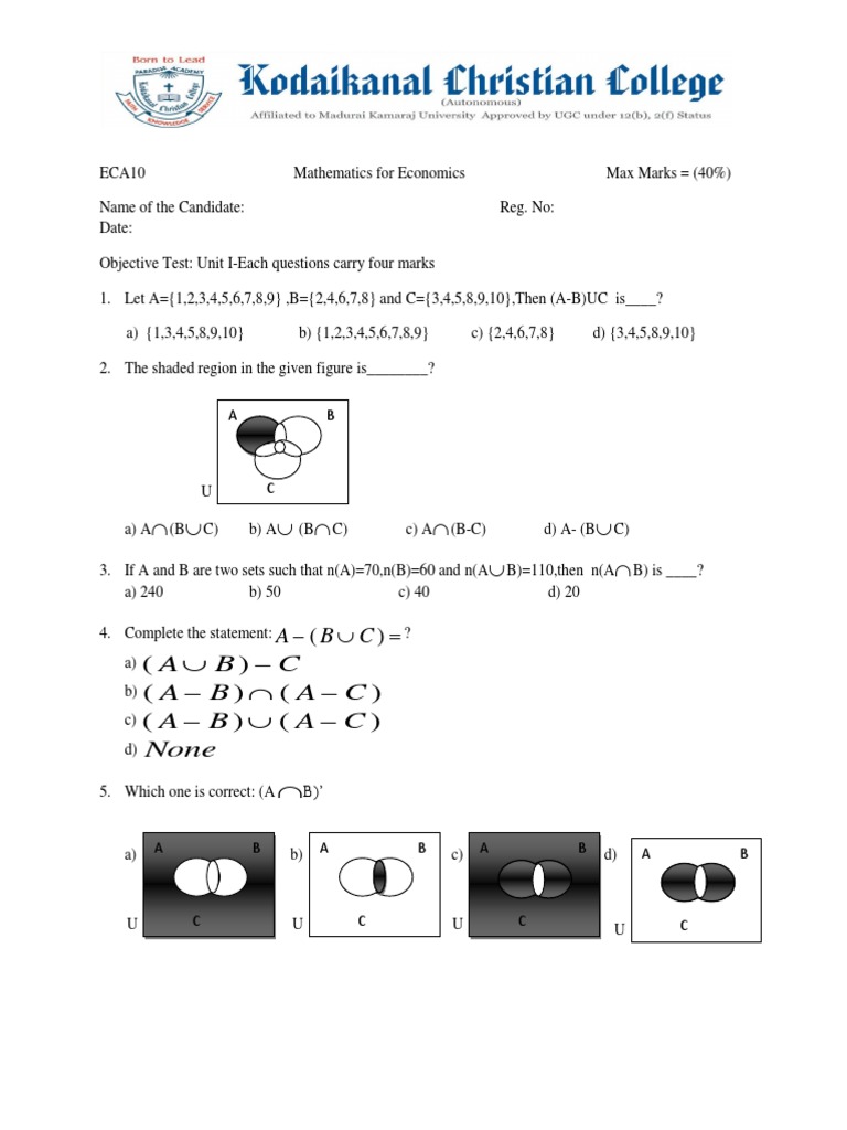 ECA10 - Mathematics For Economics | PDF | Teaching Methods & Materials ...