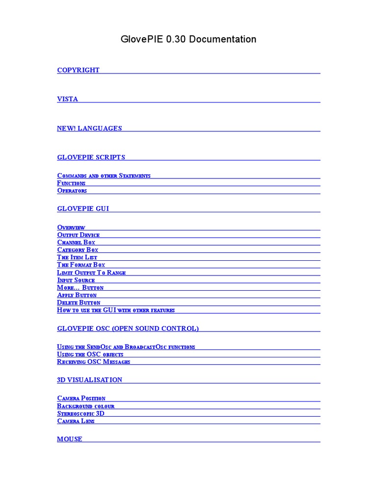 GlovePie Docs | PDF | Computer Keyboard | Human–Computer Interaction