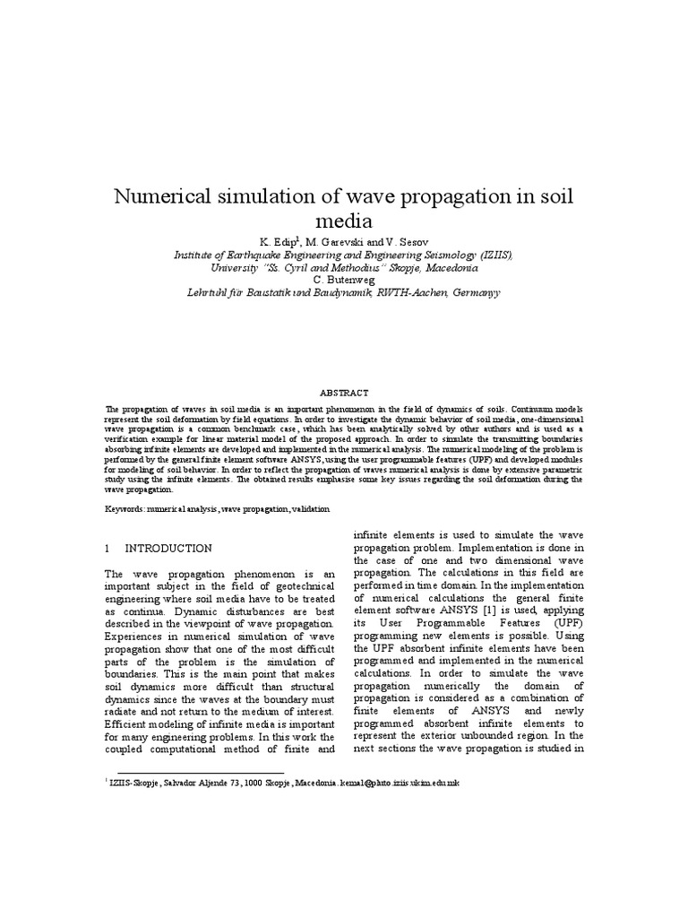 Numerical Simulation of Wave Propagation in Soil Media | PDF | Waves ...