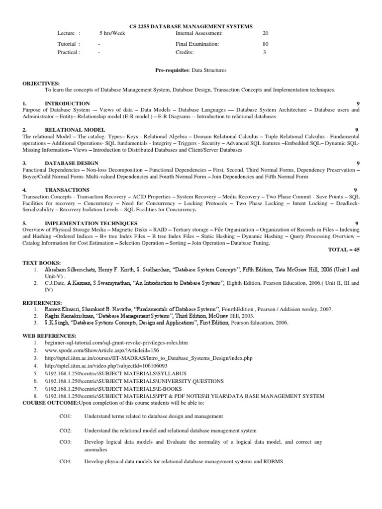 Dbms syllabus pdf relational database relational model