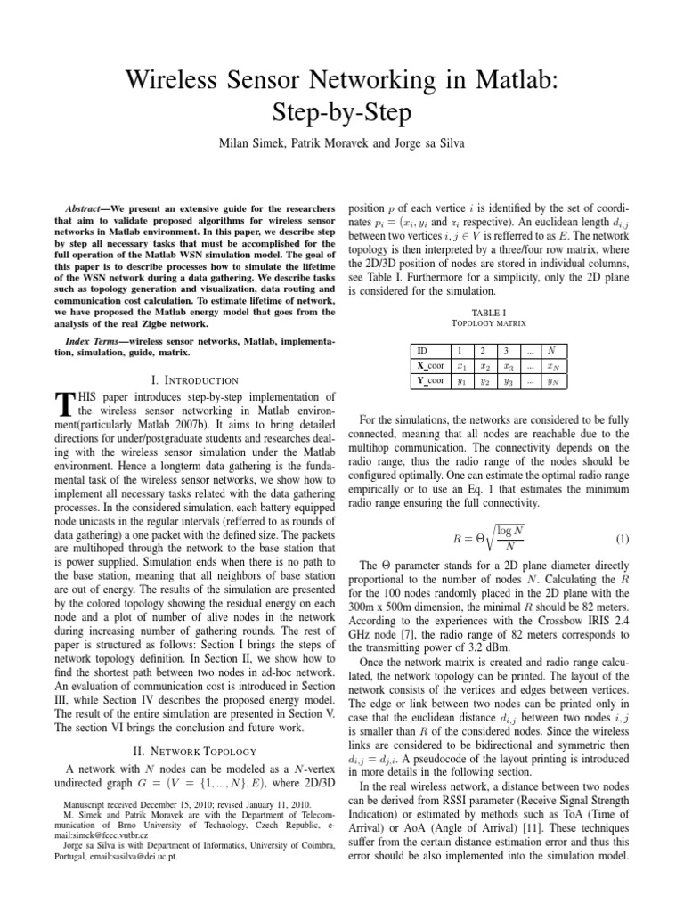 Matlab Guide for Wireless Sensor Networks | PDF | Transmission Control ...