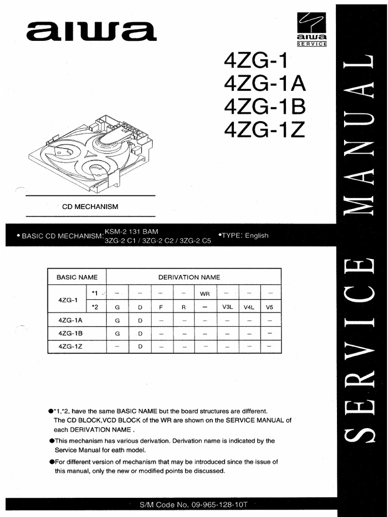 Aiwa 4zg-1 1a 1b 1z 09-965-128-10t | PDF