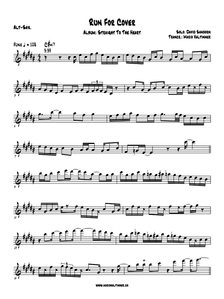 David Sanborn Run For Cover Alt Sax Pdf