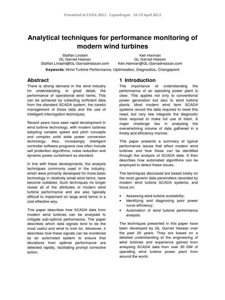 Modern Wind Turbine Performance Analysis | PDF | Wind Power | Wind Turbine