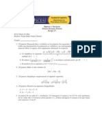 Primer examen parcial de  álgebra y funciones