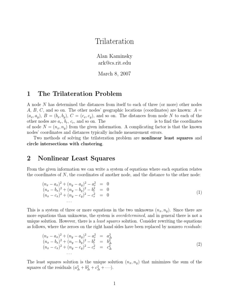 Solving the Trilateration Problem | PDF