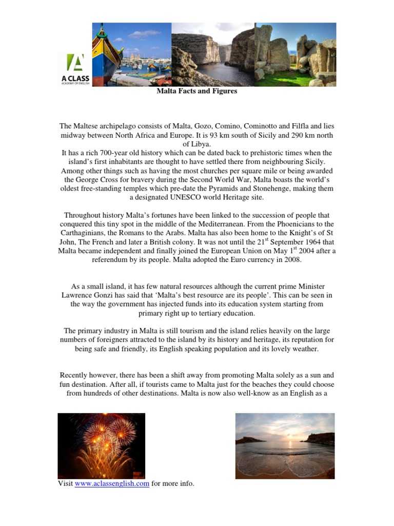 Malta Facts and Figures PDF Malta Europe Travel