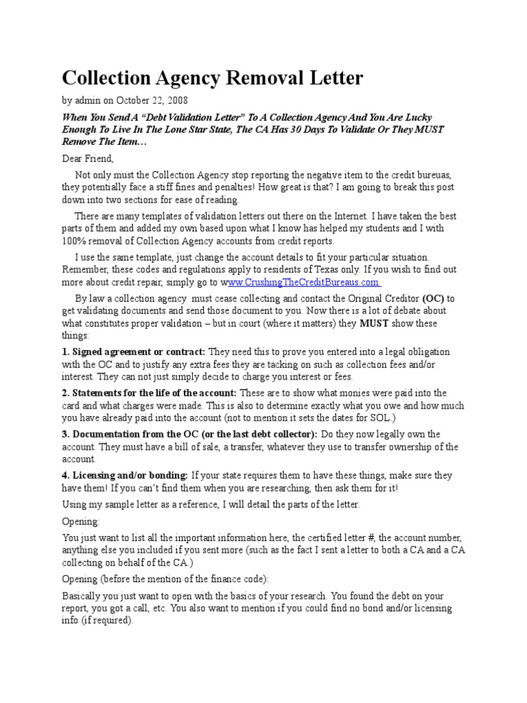 Collection Removal Letter: Your Guide to Debt Freedom